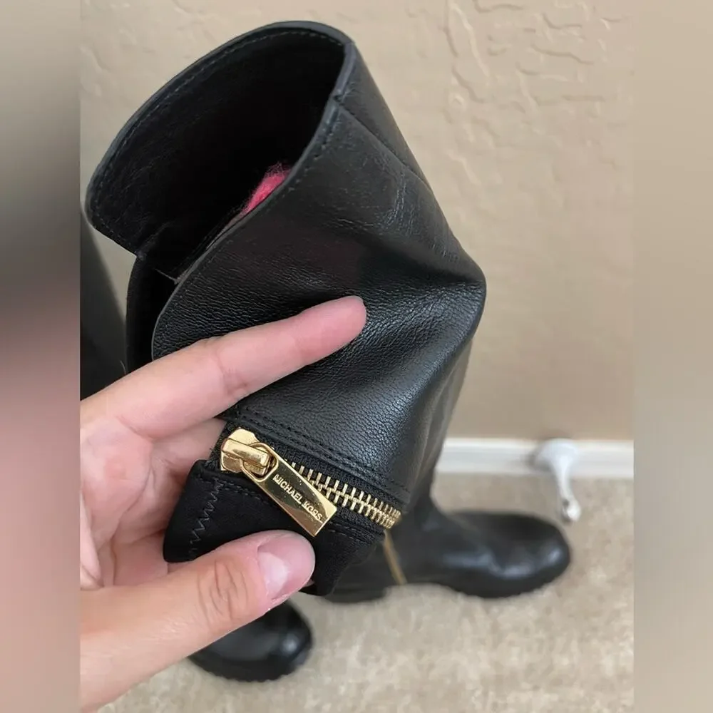 Michael‎ Kors Joanie Black Over the Knee Leather Stretch Boots
